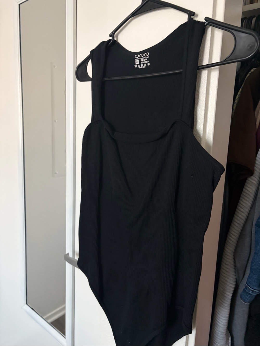 Black Ribbed Tank Bodysuit - Women Tops